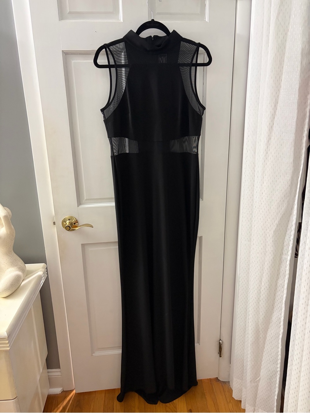 Night Way Collections Black Sleeveless Mesh Yoke Maxi Dress